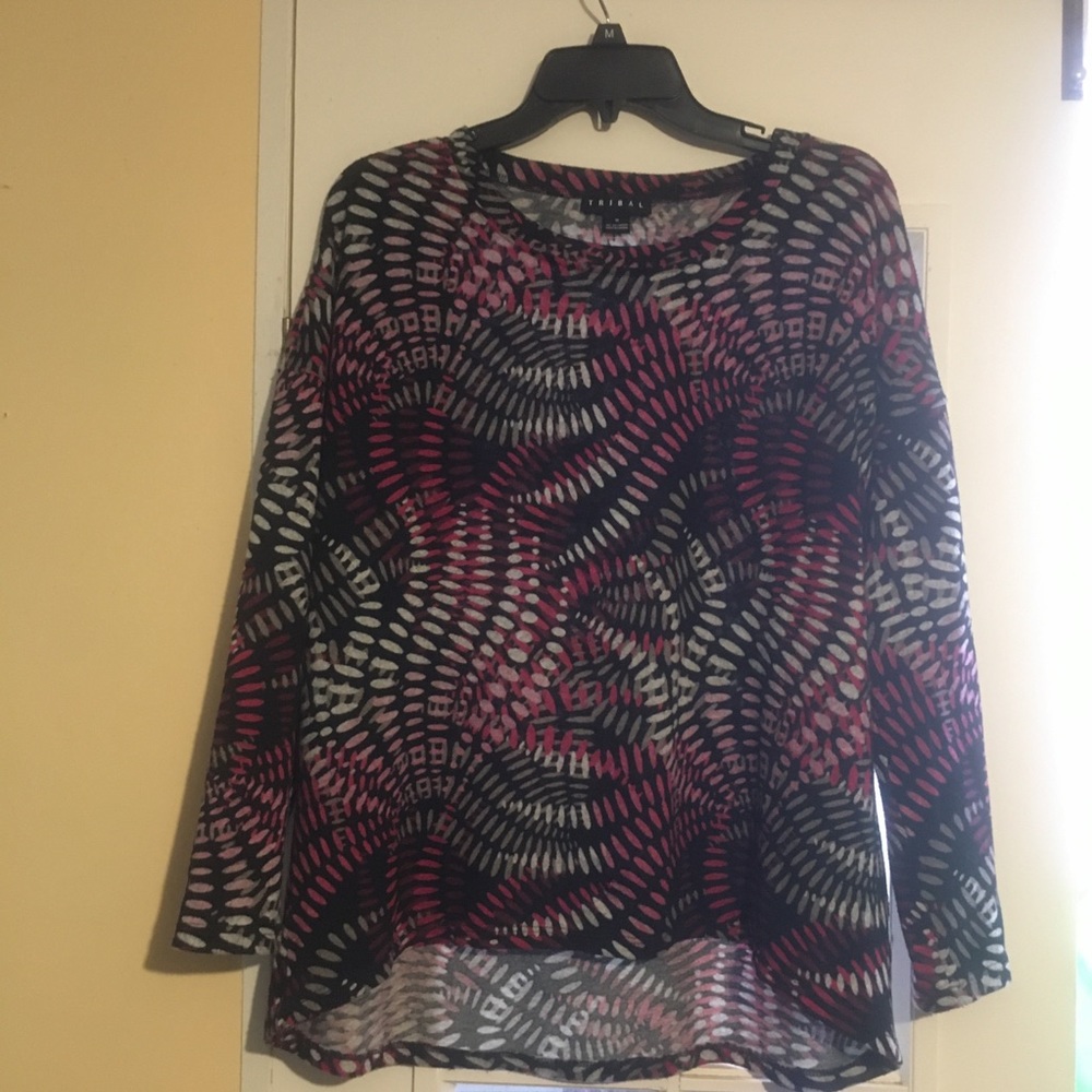 3/$25 TRIBAL long sleeve stretch Top pullover Sz:M